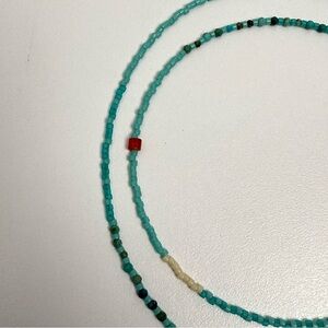 Tiny Turquoise, faceted and raw turquoise beaded necklace, handmade